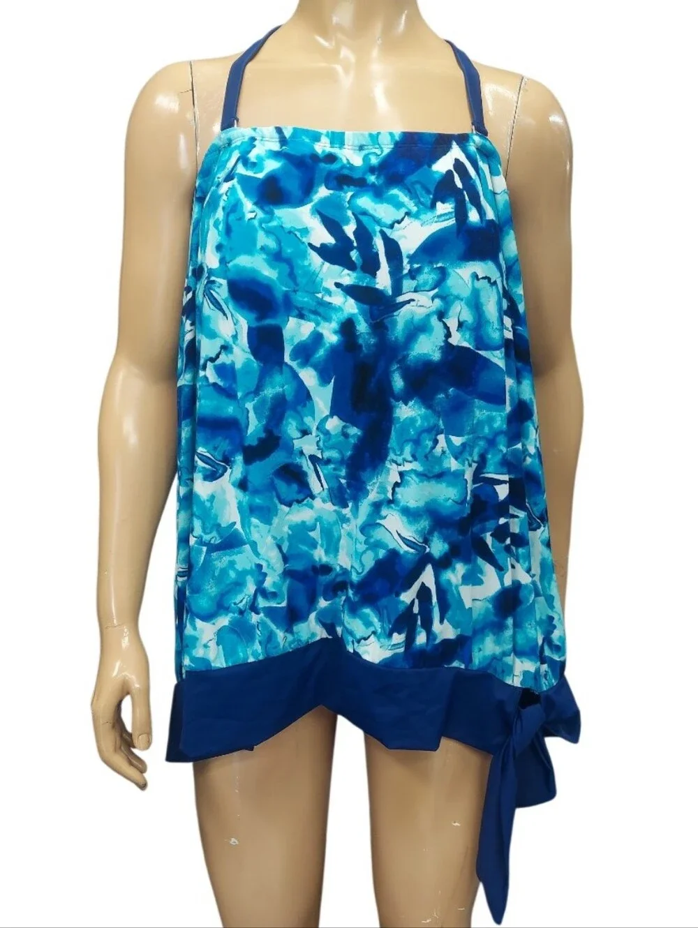 Bal Harbour Blue Abstract Halter Swim Tankini Top